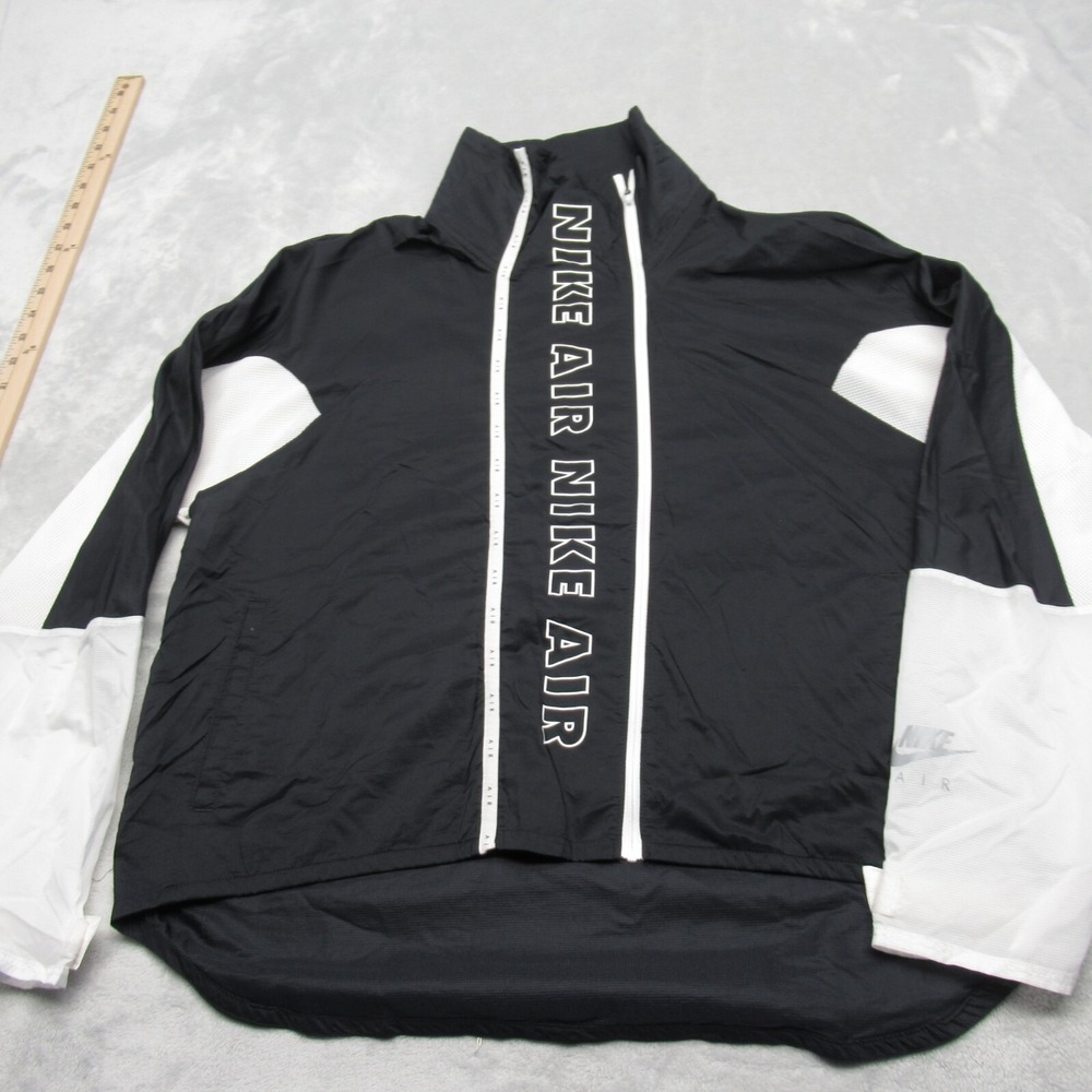 Nike Air Jacket Women Large Black White Colorblock Full Zip Lightweight Running